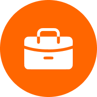 Orange circle with briefcase icon