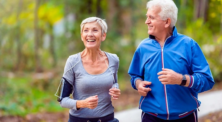 Aging couple on a run